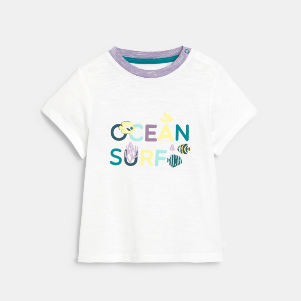 تيشيرت بطبعة المحيط وشورت محبوك فاخر باللون البنفسجي للأولاد الصغار